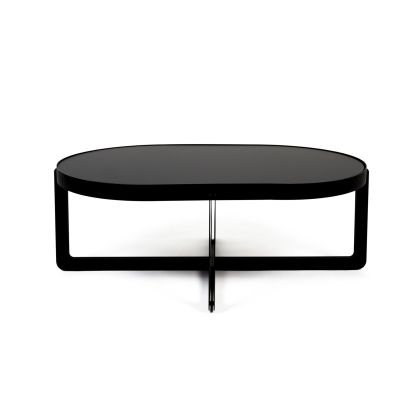 Mesa de centro en metal y MDF negro.