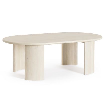 Mesa Centro Ovalada Estilo Nórdico Madera Mango Natural, 135 Cm