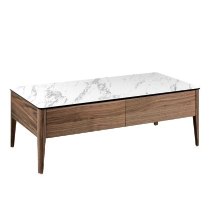 Mesa Centro Rectangular Mármol Porcelánico Nogal, 120 Cm