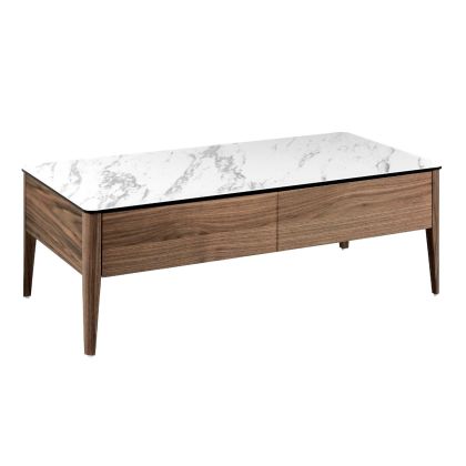 Mesa Centro Rectangular Mármol Porcelánico Nogal, 120 Cm