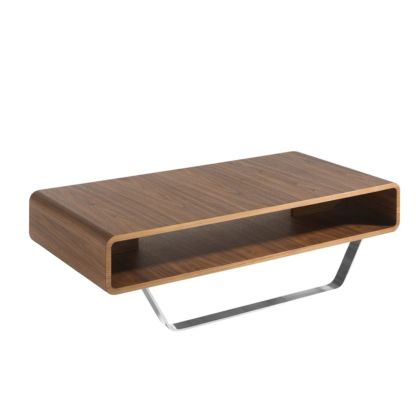 Mesa Centro Rectangular Nogal Acero Cromado, 120 Cm
