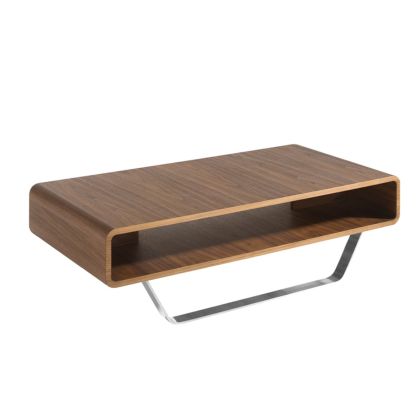 Mesa Centro Rectangular Nogal Acero Cromado, 120 Cm