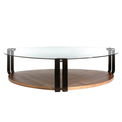 Mesa Centro Redonda Cristal Templado Base Acero, 135 Cm