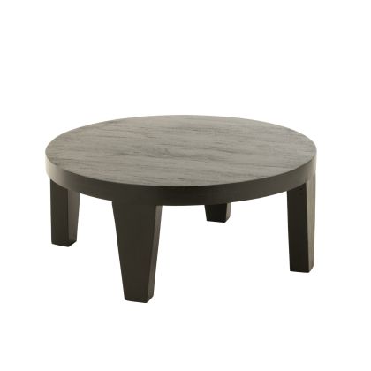 Mesa Centro Redonda Madera Negro Mate, Ø80 Cm