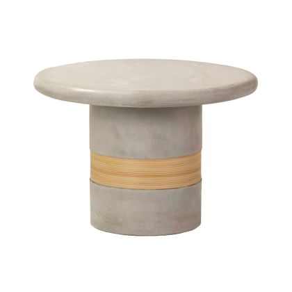 Mesa Centro Redonda Piedra gris Ratán Natural, 70 Cm