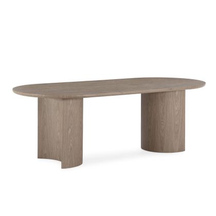 Mesa de comedor en madera dm y chapa de álamo marrón.