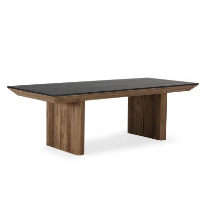 Mesa auxiliar en madera de pino recuperado y madera de roble natural y negro 240 cm