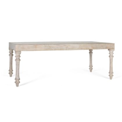 Mesa Comedor Dalia Madera Blanco Cristal Metal, 200 Cm