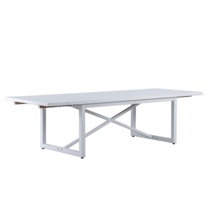 Mesa Comedor Extensible Madera Metal Blanco, 300 Cm