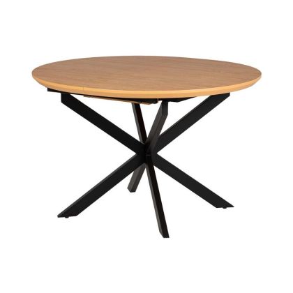 Mesa Comedor Extensible Melanina Natural Hierro Negro, 120-160 Cm