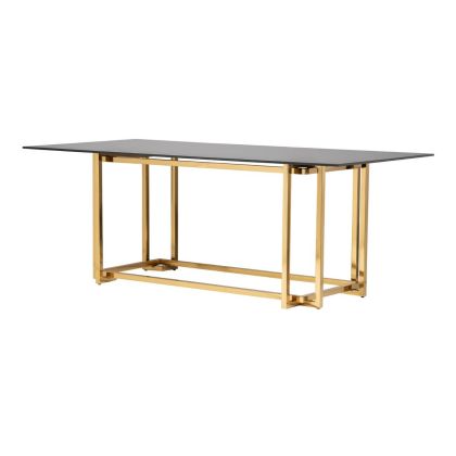 Mesa Comedor Estilo Art Decó Acero Inoxidable Cristal Kursk 200X100X75 Cm