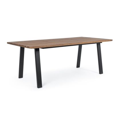 Mesa Comedor Jardín Oslo Natural Negro, 200 x 100 Cm