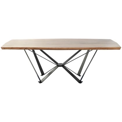 Recycled Mango Wood Dining Table White Metal, 200.5 Cm