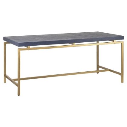 Mesa Comedor Madera Azul Metal Oro, 180 Cm