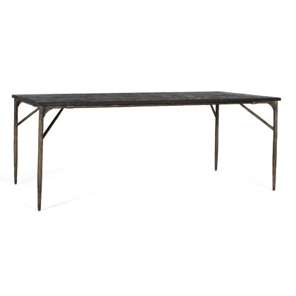 Mesa Comedor Madera Negra Bronce Viejo, 200 Cm
