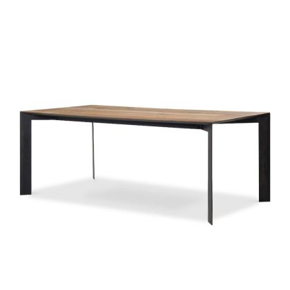 Mesa Comedor Moderna Fusion Madera Teca Reciclada Acero Lacado, 200 Cm