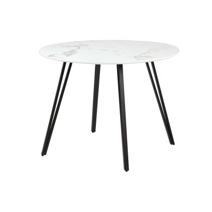 Mesa Comedor Melanina Gris Metal Negro, 100 Cm