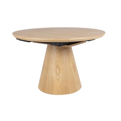 Mesa Comedor Ovalada Extensible Vinilo Natural, 120-160 Cm