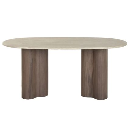 Mesa Comedor Ovalada Granito 180X90X75 Marrón