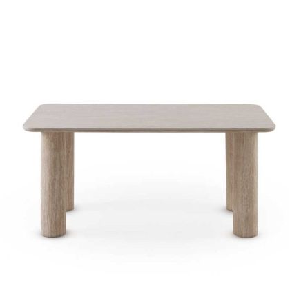Mesa Comedor Rectangular Cerámica Acabado Travertino Madera, 200 Cm