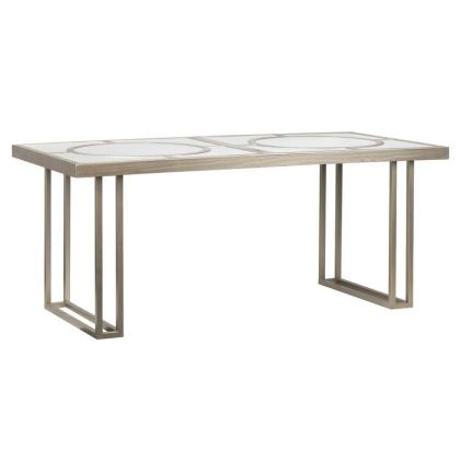 Mesa Comedor Rectangular Hierro Oro Abeto Champán, 180 Cm