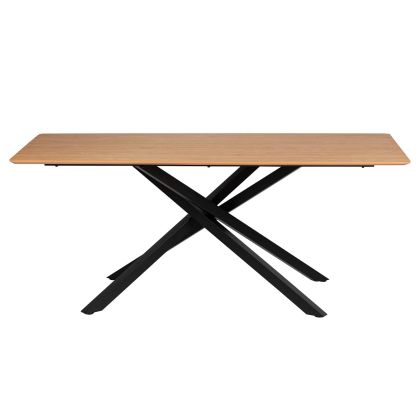 Mesa Comedor Rectangular Madera Metal Negro, 160 Cm