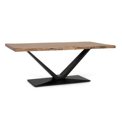 Mesa Comedor Rectangular Madera Natural Metal Negro, 200 Cm