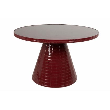 Mesa Comedor Redonda Metal Rojo Cristal. 120 Cm