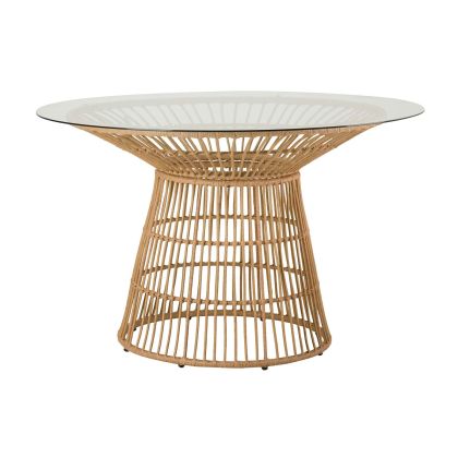 Mesa de ratán con tapa de cristal