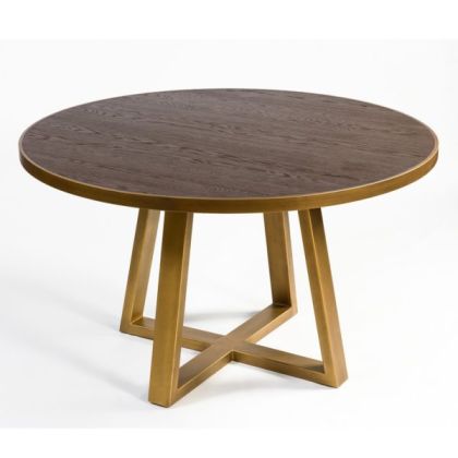Mesa Comedor Vintage Madera Roble, Metal Oro Lint 150 cm