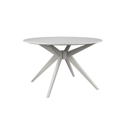 Mesa de comedor redonda en chapa de fresno y madera beige 122 cm