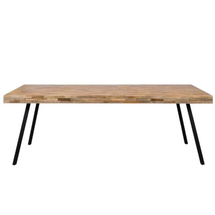 Mesa de comedor en madera de teca natural y patas metálicas en negro 160 cm
