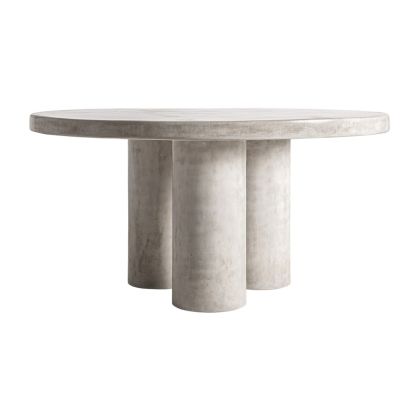 Mesa De Comedor Cemento Gris Redonda, 150 Cm