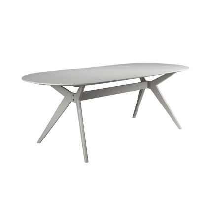 Mesa de comedor en chapa de fresno y madera beige 220 cm