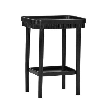 Mesa consola en madera de mango maciza en color negro.