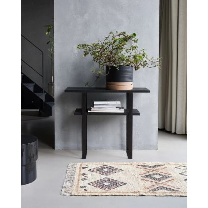 Mesa consola en madera de mango y hierro negro.
