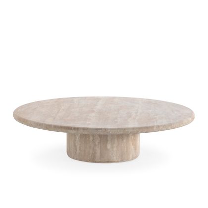 Mesa de centro en mármol travertino natural.