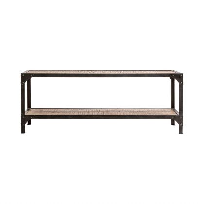 Mesa Centro Industrial Negro Madera Mango Hierro, 135 Cm