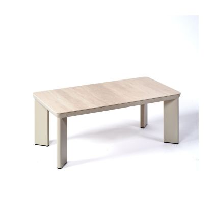 Mesa de Centro Jardín Aluminio Porcelánico Beige, 106 cm