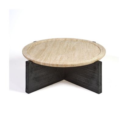 Mesa de Centro Madera Negro Travertino, 100 cm