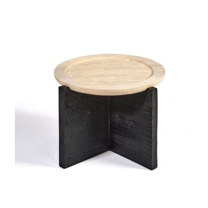 Mesa de Centro Madera Negro Travertino, 62,5 cm