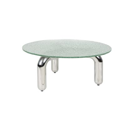 Mesa de Centro MARLY Acero Plata Cristal, 80 Ø