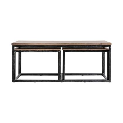 Mesa De Centro Industrial Negro Natural, 122 Cm