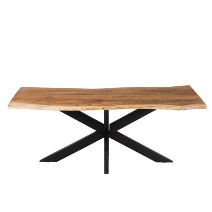 Mesa Comedor Tablero Irregular Madera Metal Negro/Natural, 180 Cm