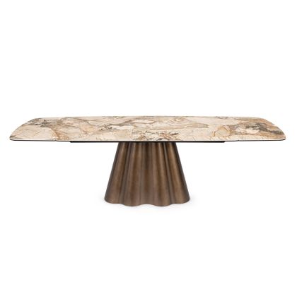 Mesa Extensible Comedor Cerámica Acero Color Cobre,180/260 Cm