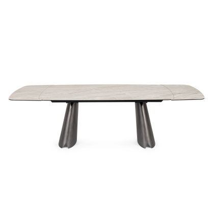 Mesa Extensible Comedor Cerámica Color Arena Acero,180/260 Cm