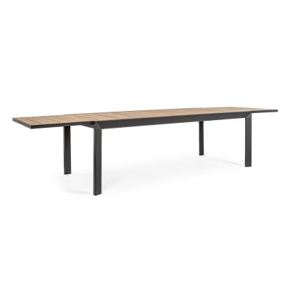 Mesa Extensible Sobre Efecto Madera Aluminio Gris Antracita, 220/340 Cm