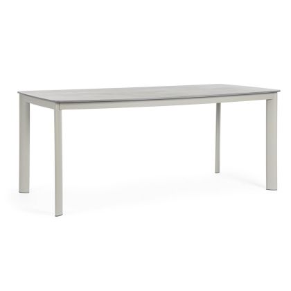 Mesa Jardín Gris Piedra Sinterizada Aluminio, 180 Cm