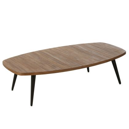 Mesa Rectangular Madera Teca Reciclada Natural Metal, 120 Cm