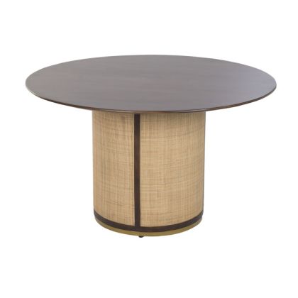 Mesa Redonda Comedor Madera Mango Fibra Sintética 130X130X77 Cm